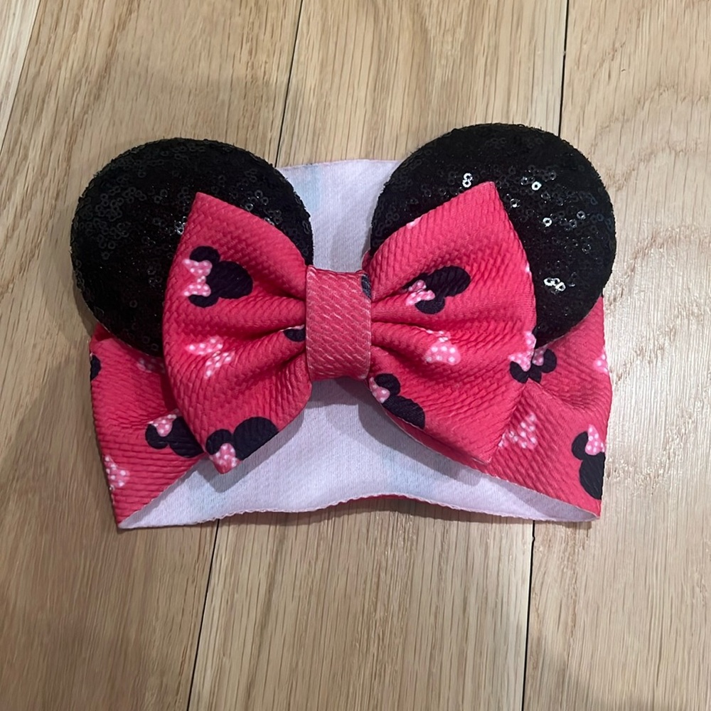 Minnie Mouse hot pink head band with black ears